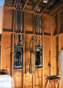 Example of an electrical service box for a modern custom home.